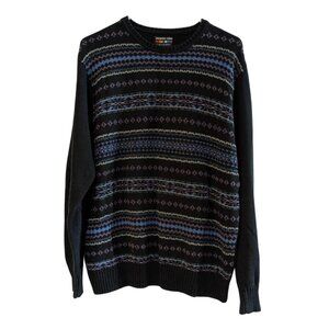 Alexander Julian Men's COLOURS Grandpa Sweater, Black, Size Large, Vintage 1990s